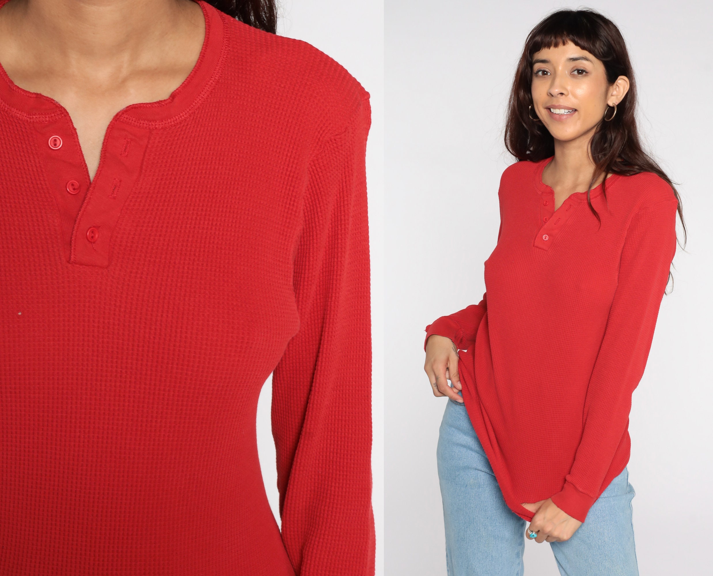 womens red thermal shirt