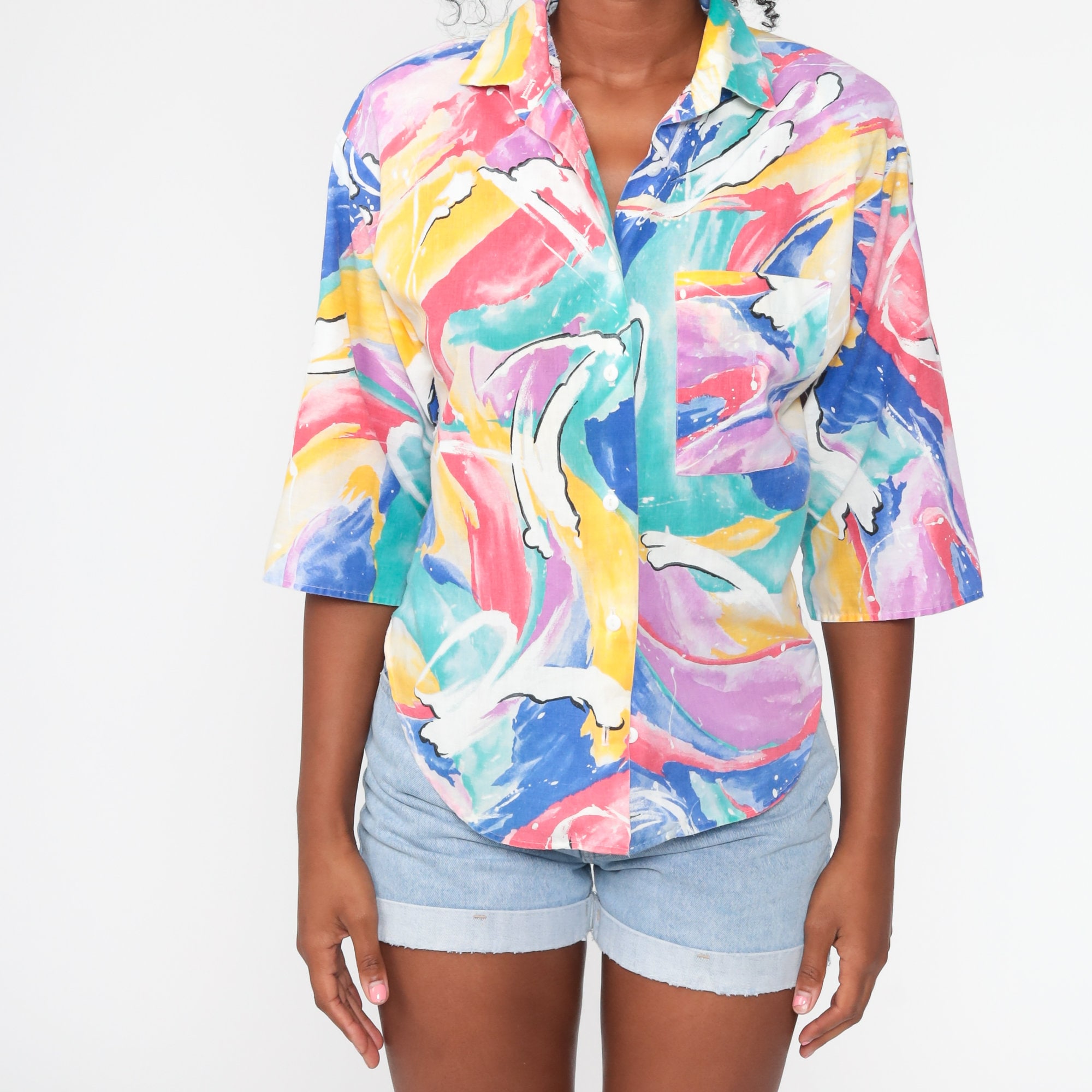 rainbow button up