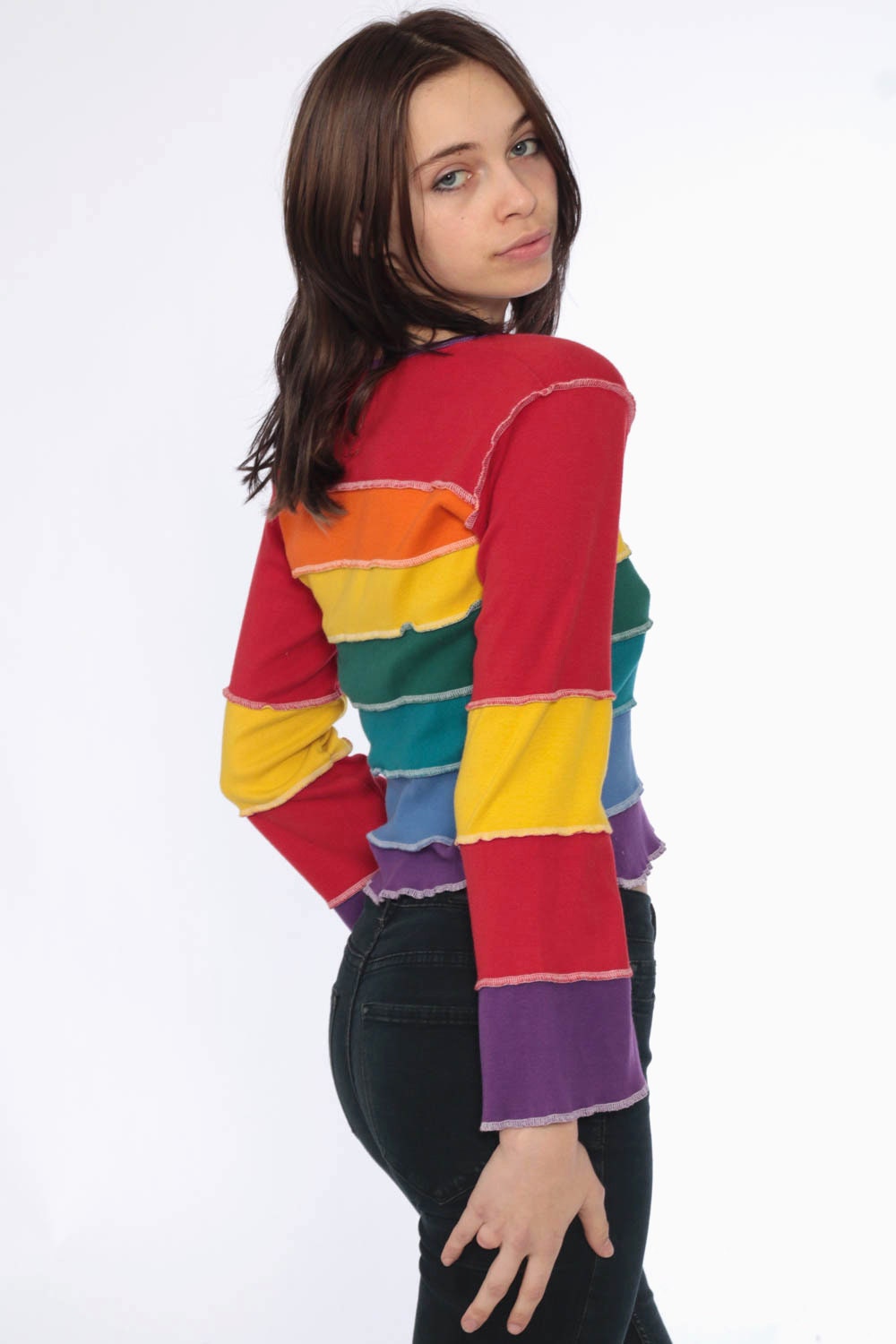 90s striped shirt outfit