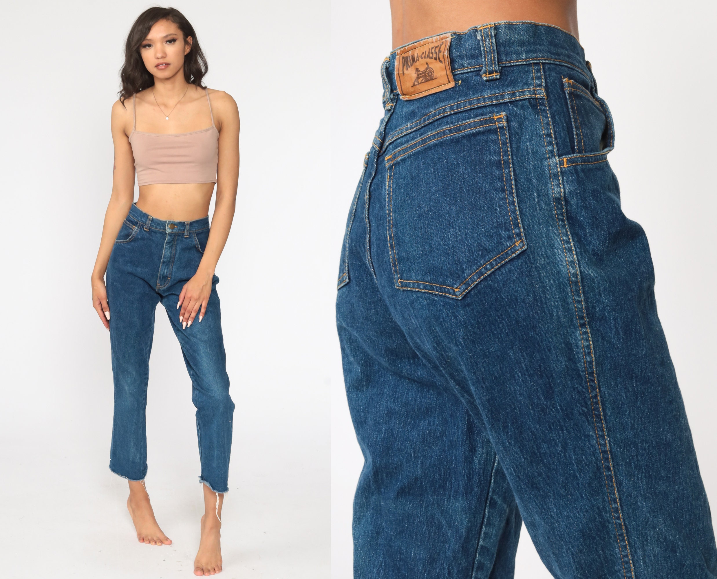 80s Mom Jeans Dark Blue Jeans High Rise 