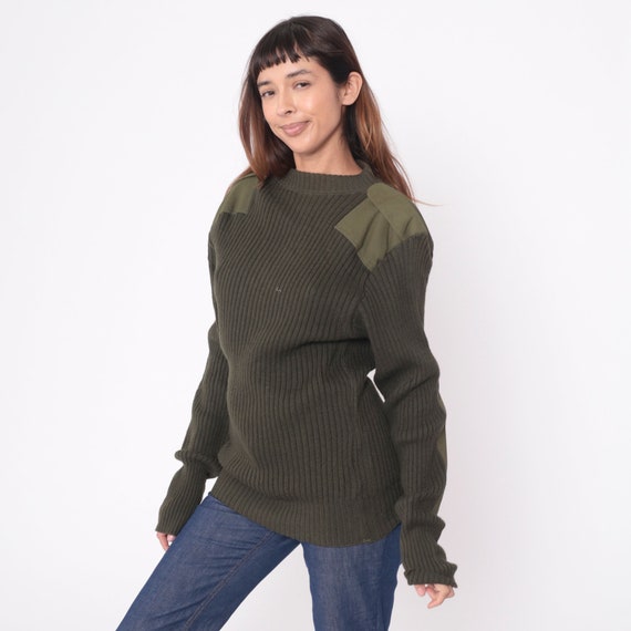 Wool Army Sweater Y2K Military Sweater Olive Drab… - image 3