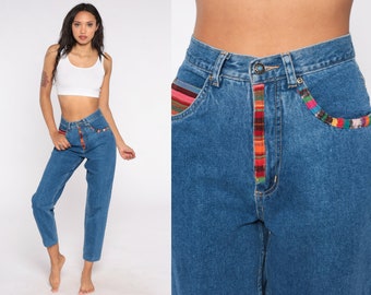 90s Southwestern Jeans Mom Jeans Denim Pants High Waist Jeans 90s Jeans Tapered Jeans 80s Vintage Southwest Small 4 26