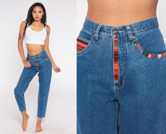 90s Southwestern Jeans Mom Jeans Denim Pants High Waist Jeans 90s Jeans Tapered Jeans 80s Vintage Southwest Small 4 26