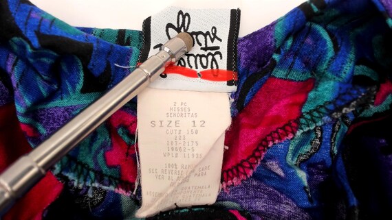 Patchwork Blouse 90s Abstract Print Button Front … - image 10