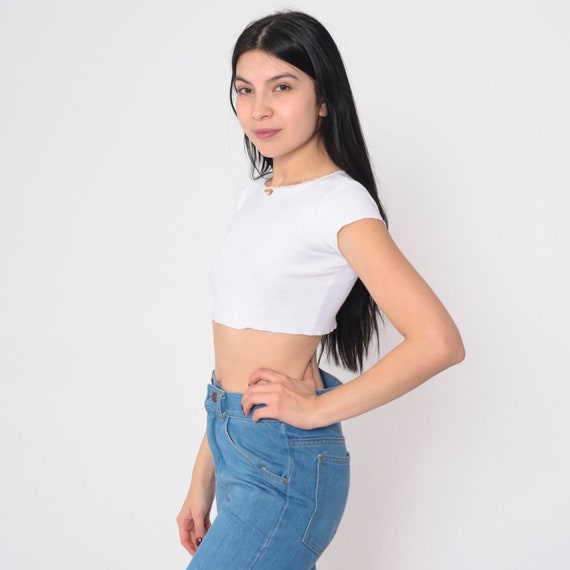 White Crop Top 90s All That Jazz Baby Tee Rosette… - image 4