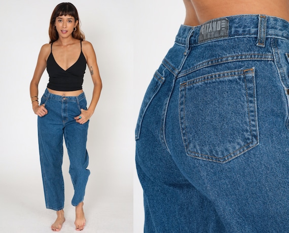 90s Gitano Jeans High Waisted Relaxed Tapered Jeans Denim Pants Blue Mom Jeans Vintage 1990s Medium 30