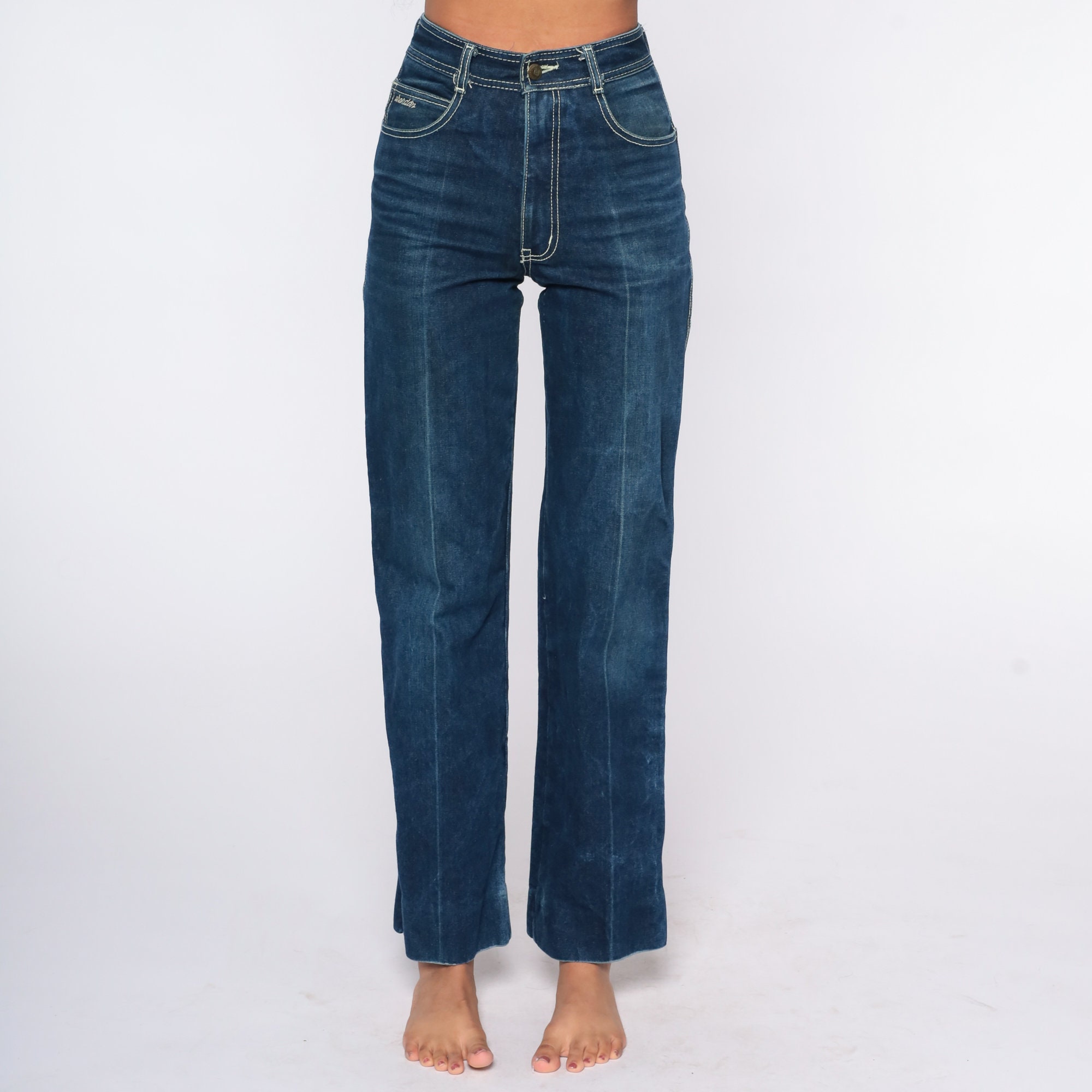 70s Straight Leg Jeans 25 Chardon High Waisted Jeans Denim Pants Hippie ...