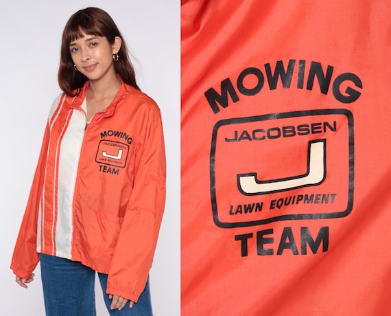 70s Orange Windbreaker Swingster Track Jacket Zip Up Striped Mowing Athletic Vintage Sporty Gorpcore Lawn Equipment Medium M