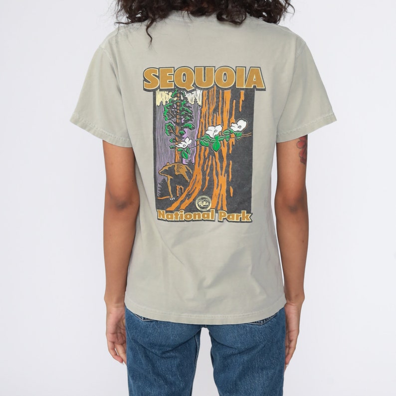 Sequoia National Park Shirt Bear TShirt Animal T Shirt 90s Graphic Tshirt Wildlife Shirt 1990s Retro Taupe Small