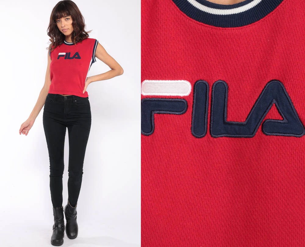 fila red white and blue shirt