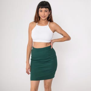 90s Green Pencil Skirt Vintage Wool Blend United Colors of Benetton Mini Skirt Tight 1990s Italian 44 Small