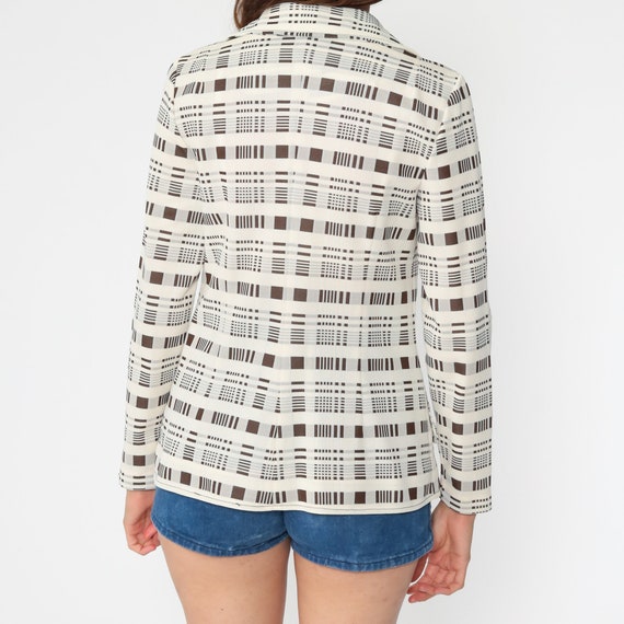 Cream Plaid Blazer Checkered Jacket 70s Jacket Br… - image 6