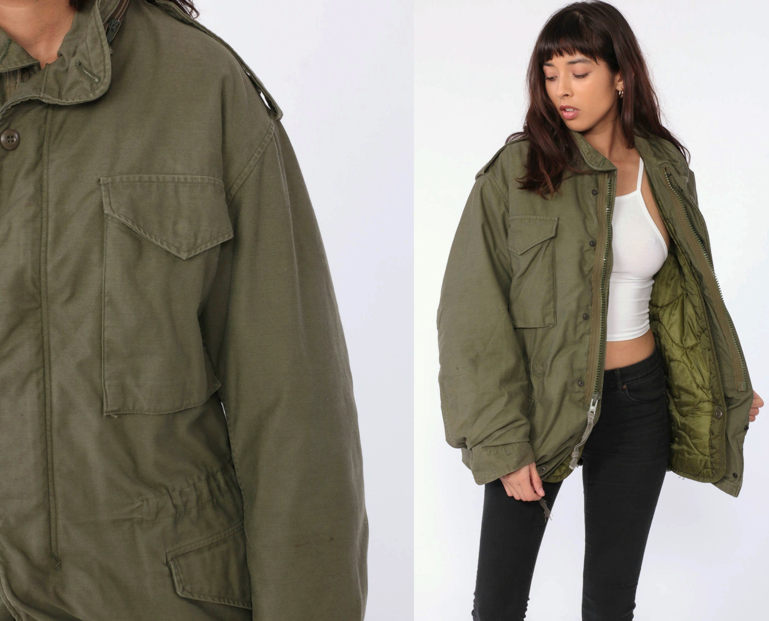 olive green military jacket
