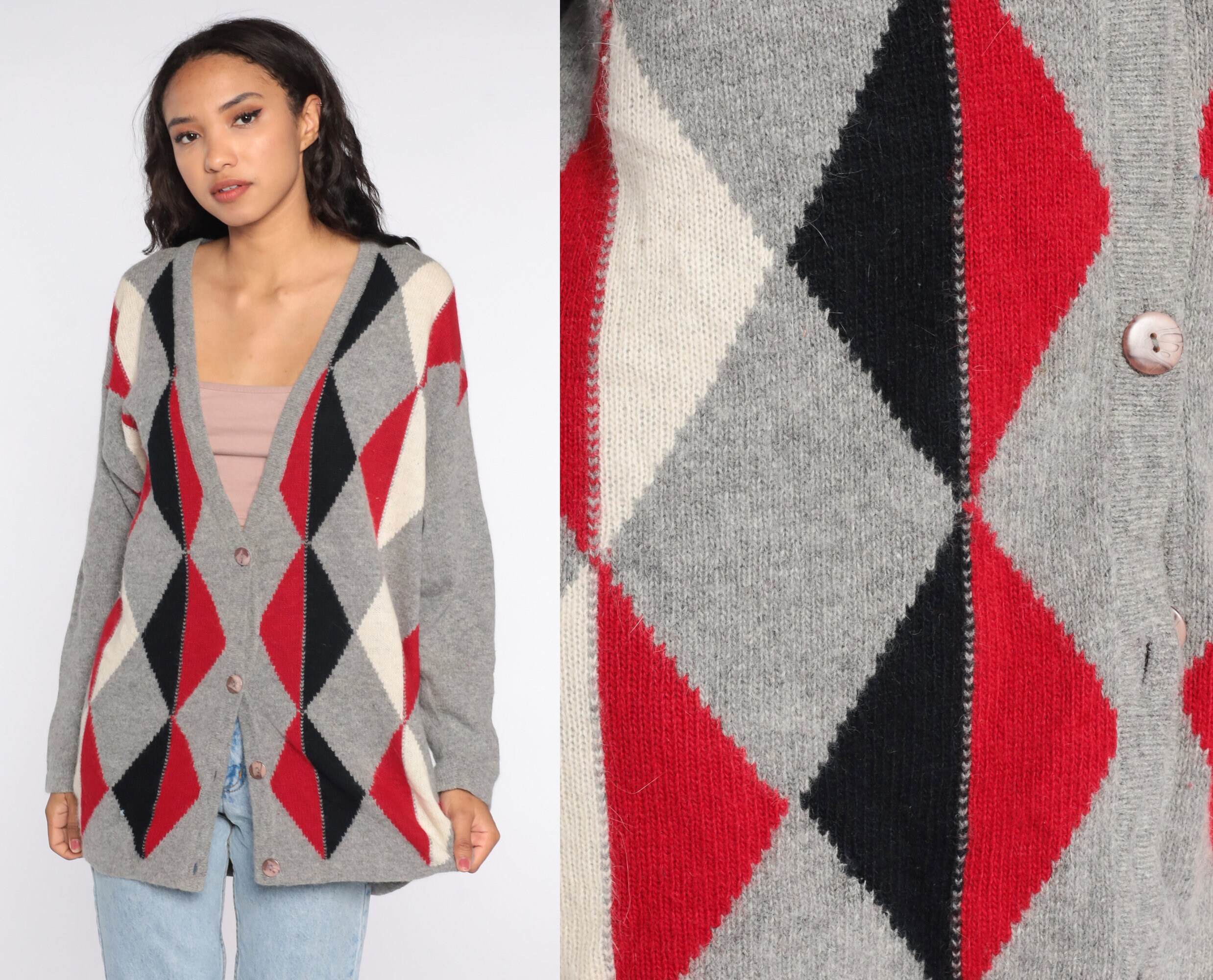 Wool Cardigan Sweater 80s Pierre Cardin 