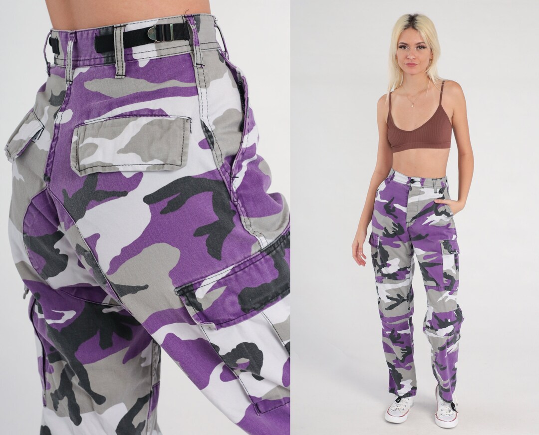 Purple Camo Pants Y2k Army Cargo Pants Military Combat Etsy
