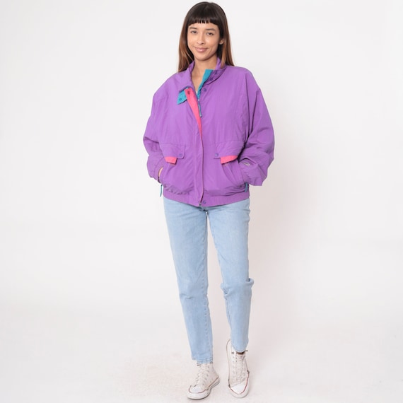 90s Helly Hansen Windbreaker Purple Zip Up Jacket… - image 3