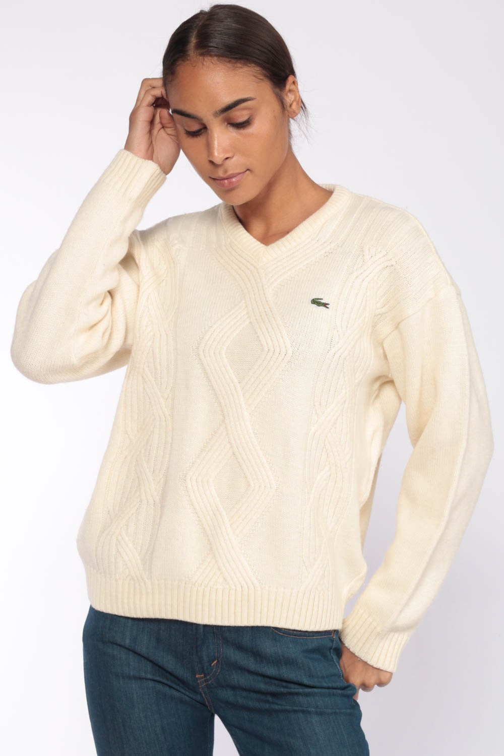 cable knit sweater lacoste