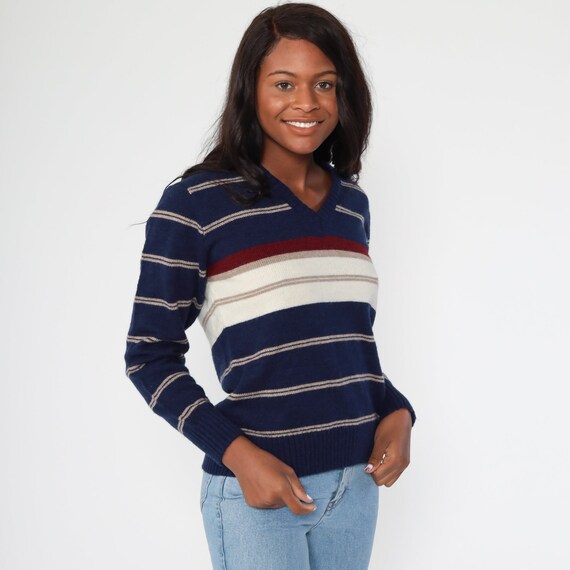 Blue Striped Sweater 80s Knit Le Tigre Sweater Sl… - image 3