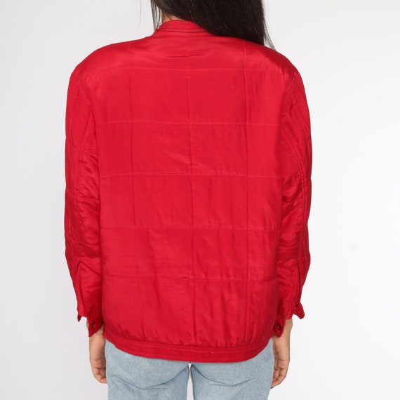 Red Silk Jacket Windbreaker Jacket 1980s Retro 80… - image 7