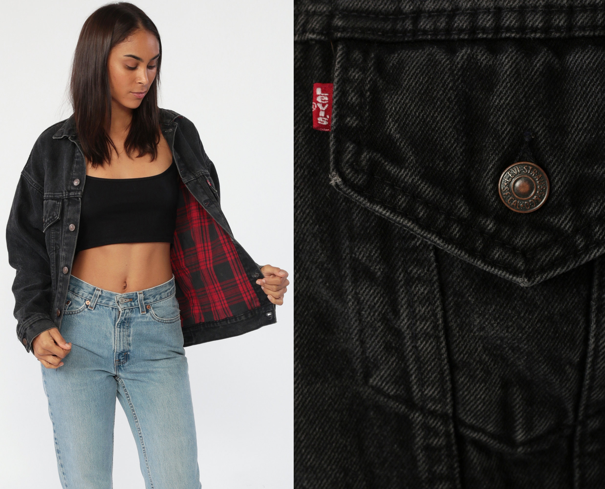 levi's faded black denim jacket