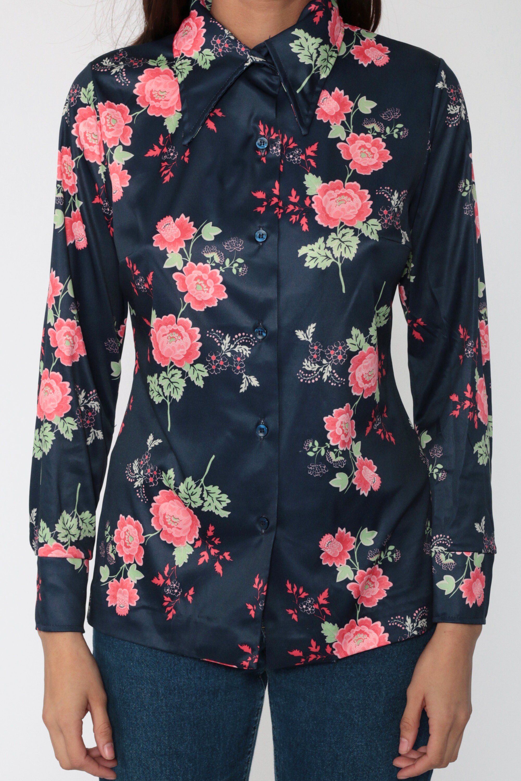 navy floral shirt