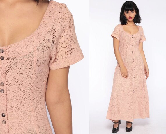 pink lace boho dress