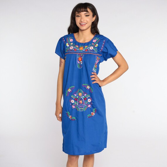 Floral Mexican Dress EMBROIDERED Midi Dress Hippi… - image 2