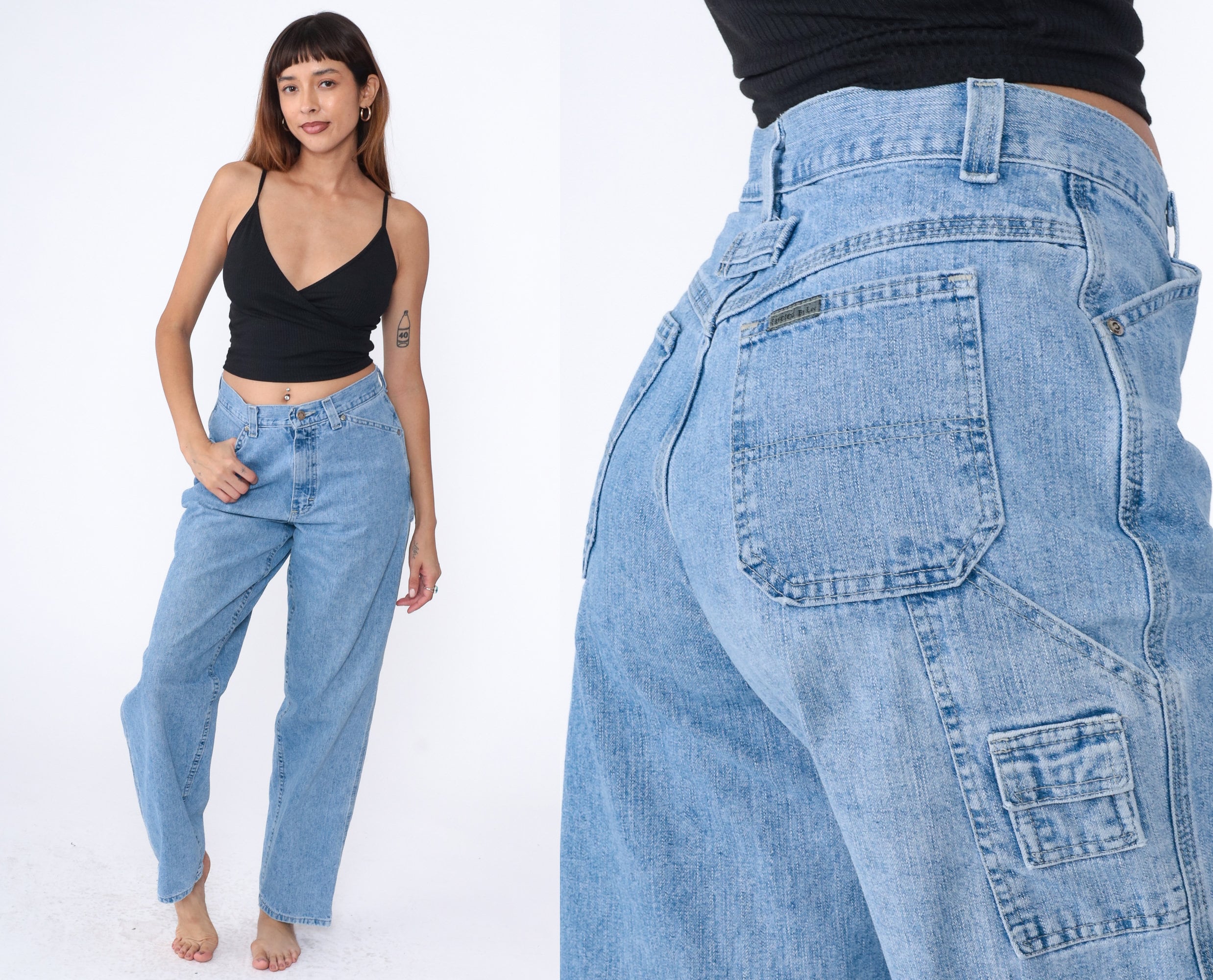 Hammer Loop Jeans Y2K Cargo Workwear High Waisted Rise Jeans Hammer Loop Jeans Y2K Cargo Workwear High Waisted Rise Jeans