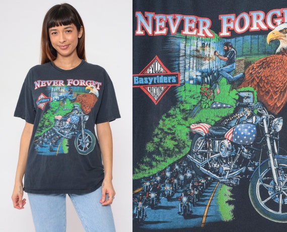 90s Easyriders Biker Shirt Never Forget Memorial Motorcycle Tshirt