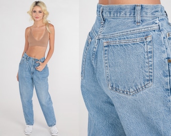 High Waisted Jeans 90s Mom Jeans Pleated Straight Leg Retro Denim Pants Boyfriend Basic Plain Blue Streetwear Vintage 1990s Small S 27