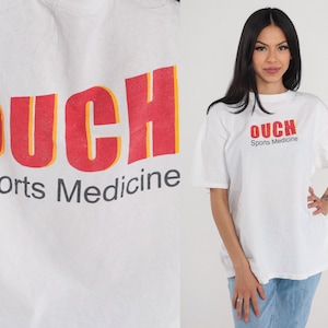 Ouch Sports Medicine Shirt Y2K Fitness T-Shirt Physical Therapist TShirt Sport Graphic Tee Retro Athletic TShirt White Vintage 00s Large L image 1