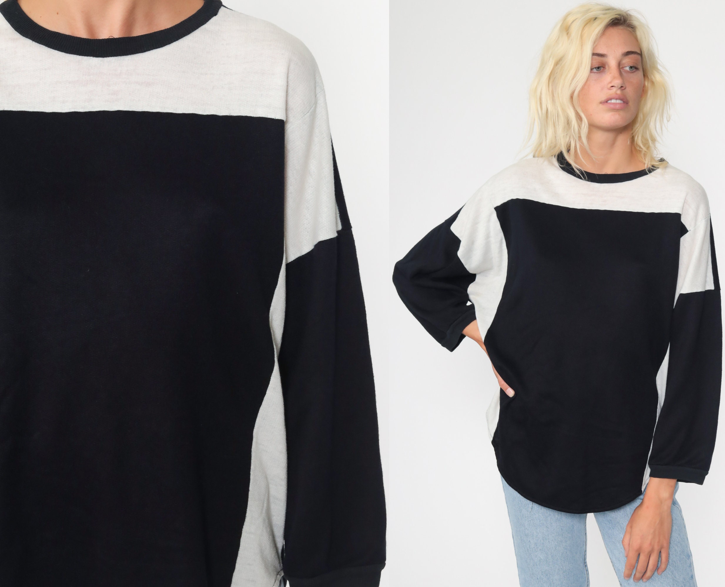 80s Shirt Black and White Top