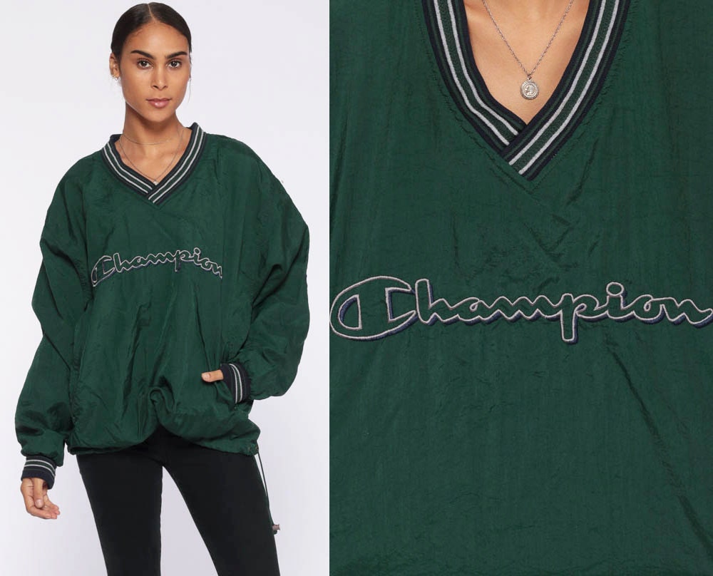 champion windbreaker womens green