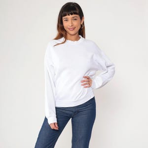 Vintage 90s White Jerzees Sweatshirt M Plain Slouchy Crewneck Pullover Sweater Basic Plain Solid Blank Shirt 1990s Medium
