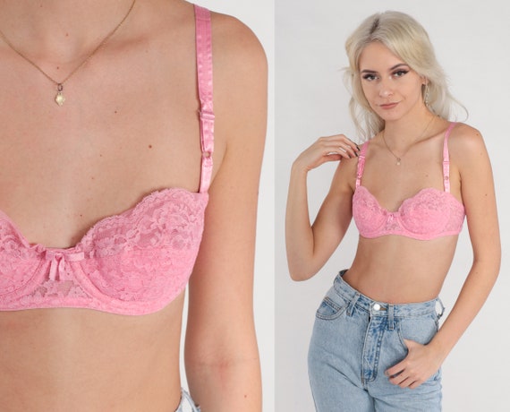 60s Bra Pink Lace Demi Bra 34 A Retro Sixties Floral Lingerie Lace  Underwire Bralette Pastel Pinup Vintage 1960s Hollywood Vassarette XS 34A -   Finland