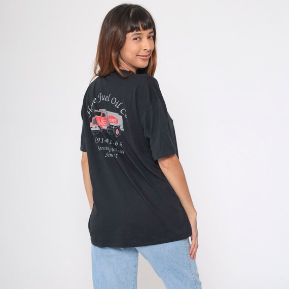 Home Fuel Oil Company Shirt 90s Trucker Shirt Graphic TShirt Vintage Westchester NY Heating Services Truck Graphic Tee Black Extra Large xl