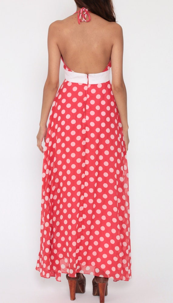 Polka Dot Maxi Dress 70s HALTER NECK 