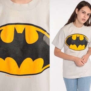 Vintage Batman Logo Shirt 80s DC Comics Superhero T Shirt Single Stitch Shirt Graphic Tshirt Cartoon Top Retro Tee 1980s T Shirt Small image 1