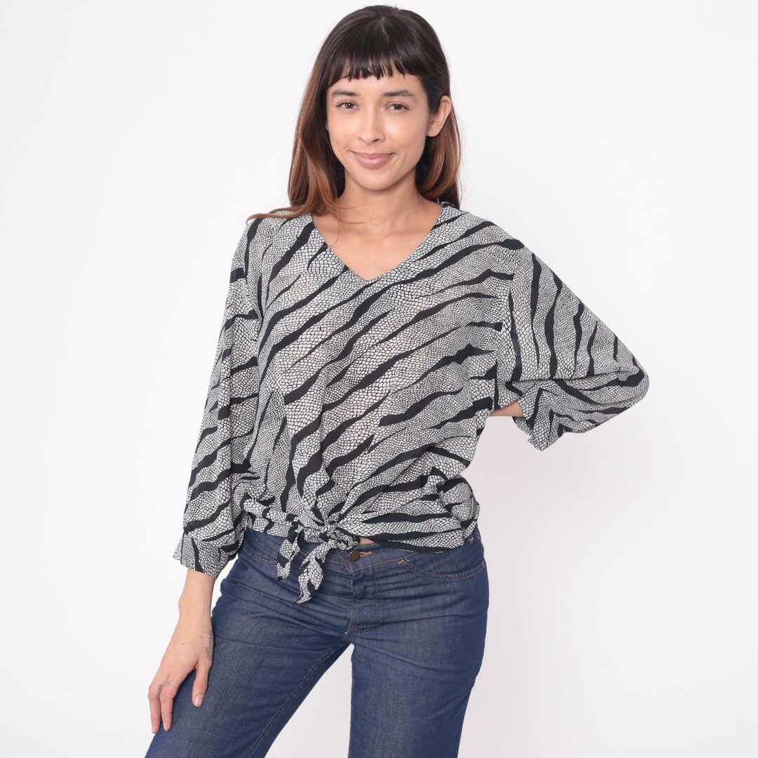 90s Animal Print Blouse| Size S-M
