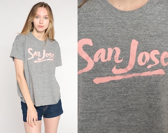 San Jose Shirt California T Shirt 80s Graphic Tshirt Vintage Top Retro Tee Heather Grey 1980s Russell Shirt Medium Large