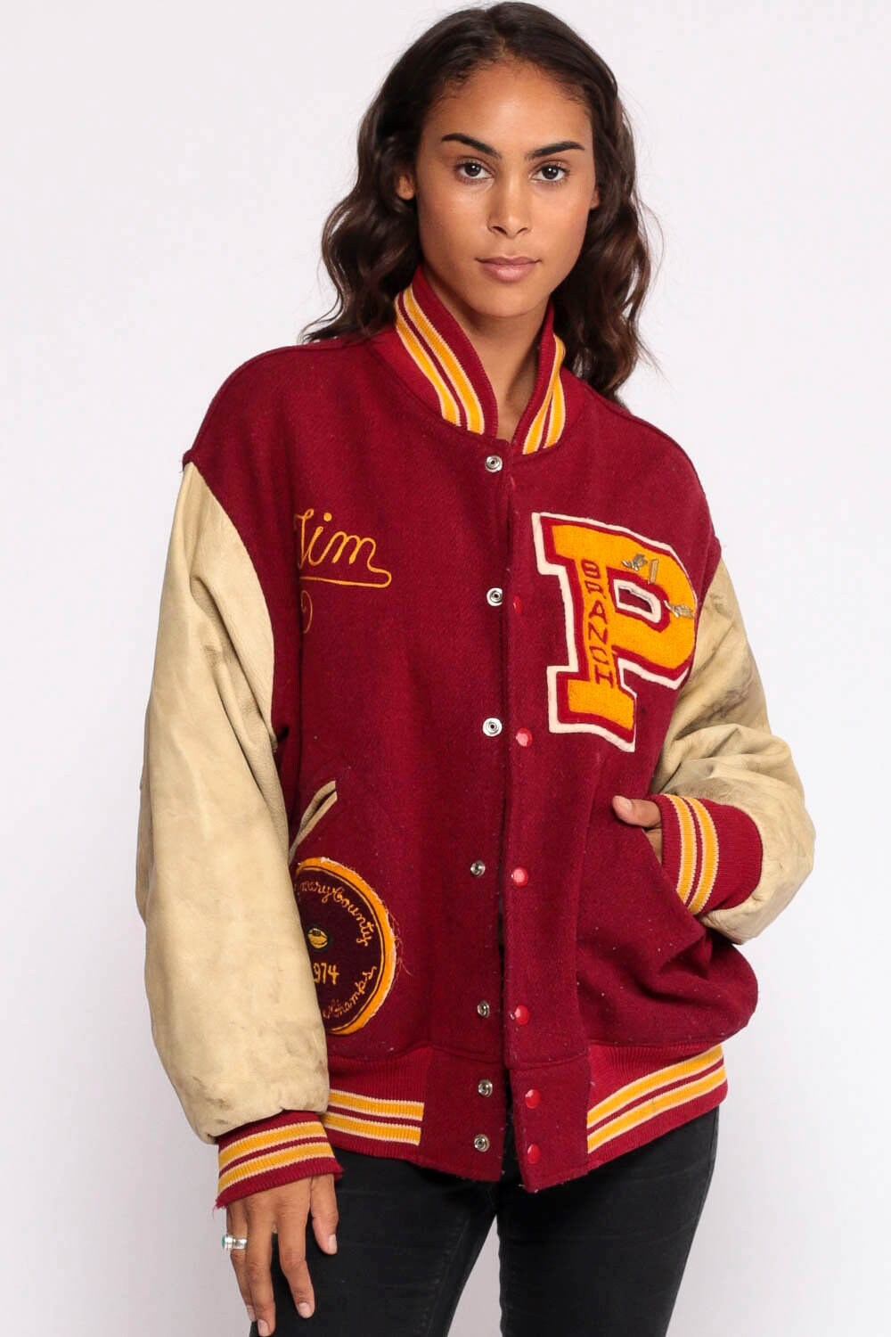 Letterman Jacket 1974 PANTHERS Varsity Jacket TIM Wool Jacket 70s