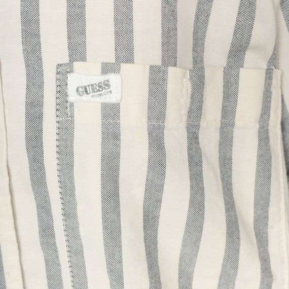 90s GUESS Shirt Grey Striped Shirt White Button U… - image 6