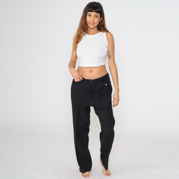 90s Black Wrangler Trousers Vintage Straight Leg Pants Retro High Waisted Creased Pants Basic Workwear Hipster 1990s Men's 38 x 29