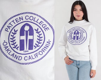 Patten College Sweatshirt Oakland California College Shirt 90s Oakland Bible Institute Graphic College Shirt Vintage White Small S
