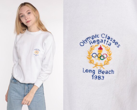 Olympic Regatta Sweatshirt Long Beach 1983 Rowing Shirt Crewneck Sweatshirt 80s Long Sleeve Slouchy 1980s Vintage Raglan Sleeve Small