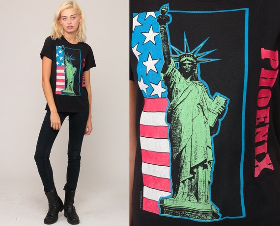 Joke Shirt USA Tshirt Statue Of Liberty T Shirt Phoenix Shirt 80s Graphic T Shirt Funny Tshirt Vintage Retro Tee 1980s Medium