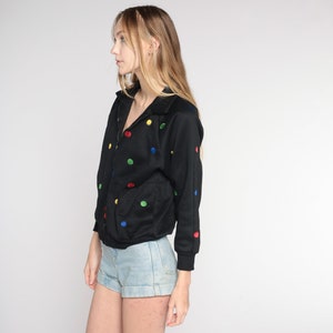 Polka Dot Jacket Y2K Black Zip Up Windbreaker Jacket Retro Basic Plain Simple Sporty Streetwear Red Green Yellow Blue Vintage 00s Small S image 5