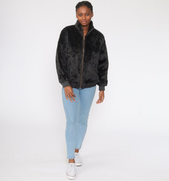 Faux Fur Coat Grey-Black Fake Fur Jacket Vegan Vi… - image 2