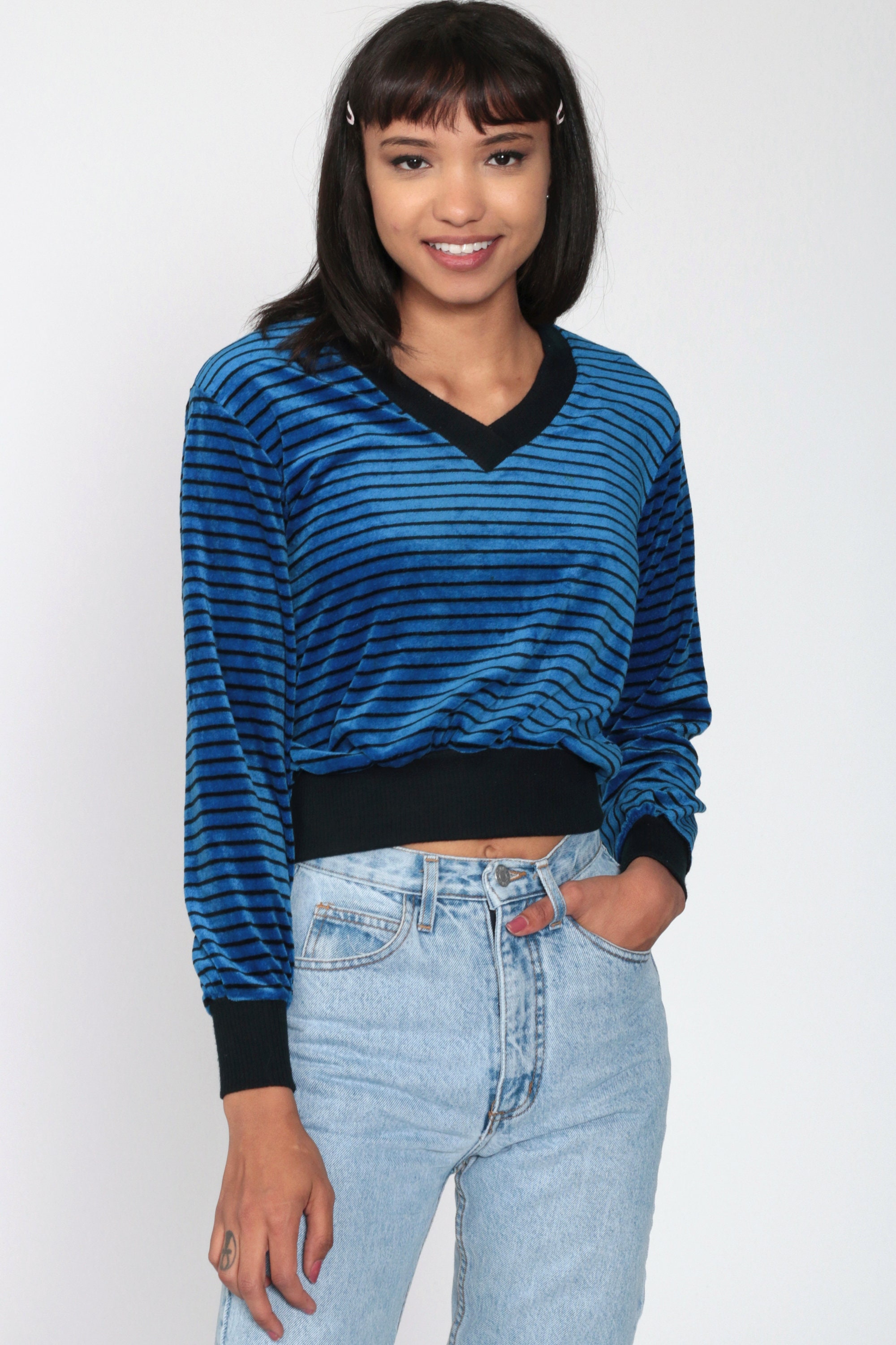 velour v neck sweater