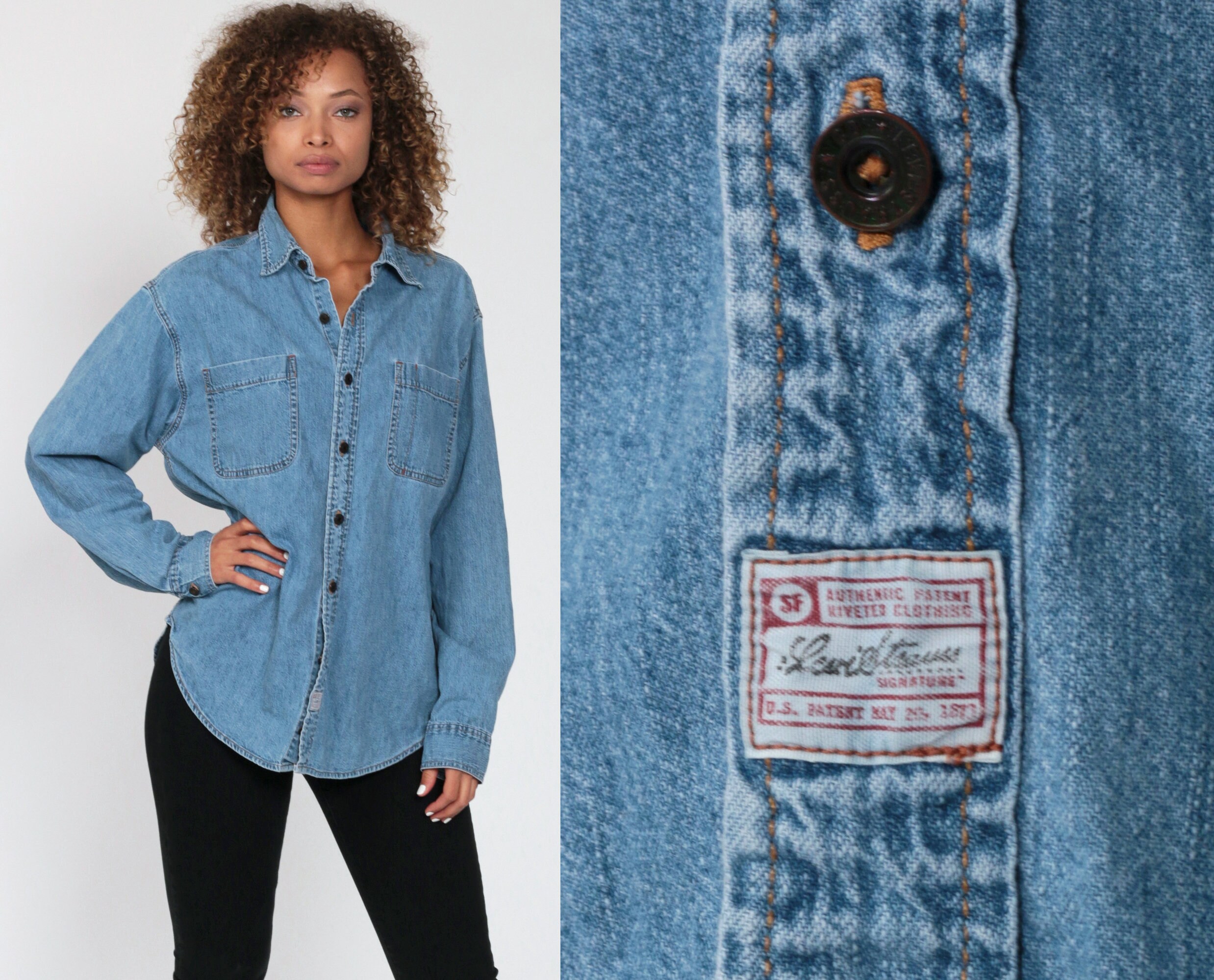 levi blue jean shirts